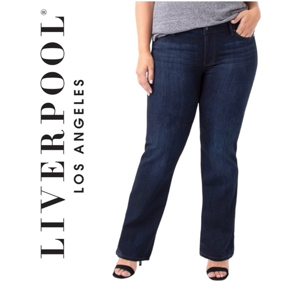 Liverpool Jeans Company Denim - LIVERPOOL Lucy Bootcut Dunmore Dark Wash Stretch Upscale Career Chic Sleek 20W